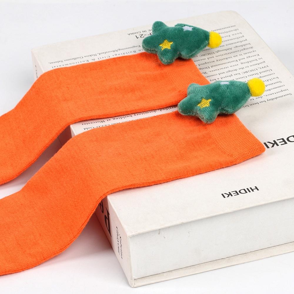 Cute Plush Christmas Socks For Kids Over The Knee Striped Cartoon Toy Socks