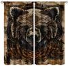 2PCS- Exquisite Animal Viking Bear Pattern Printed Curtains, Pole Bag Home Decoration, Room Decoration