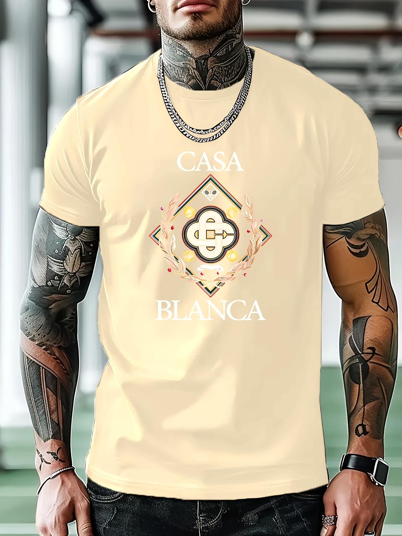 Casual Athletic T-shirt with  Casa Blanca  Emblem - Green XXXL