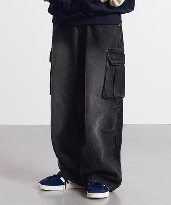 FILLUMINATE Two-Tuck Washed Denim Cargo Pants - Black