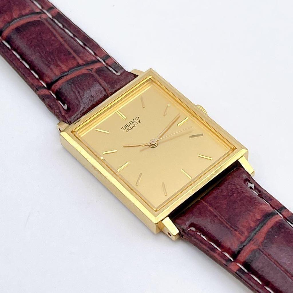 Used Vintage SEIKO Seiko men's watch square tank gold 80s
