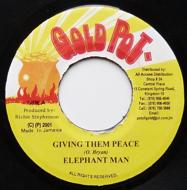 7inch Record ELEPHANT MAN - Giving Them Peace NONE Gold Pot 2001 Jamaica Reggae, Ska & Dub Used