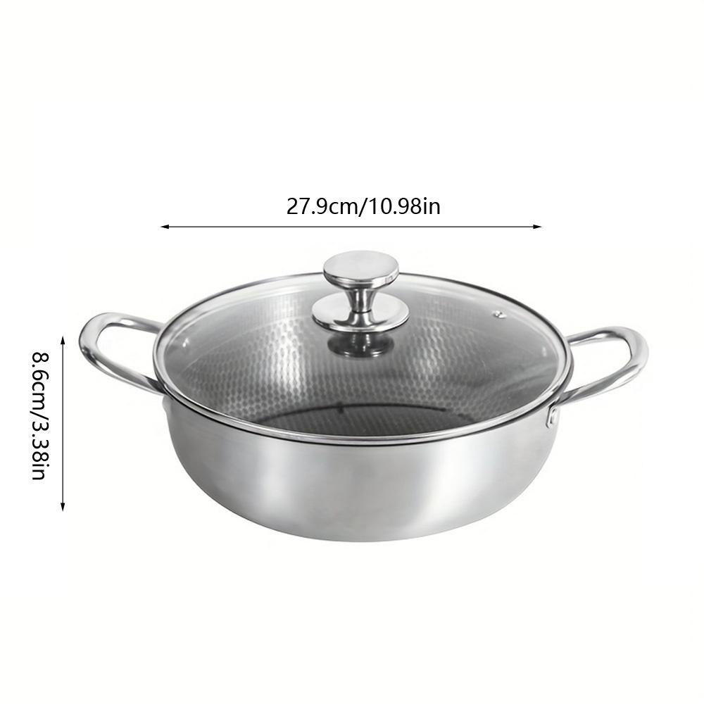 

Вок из нержавеющей стали с сотовым антипригарным покрытием и двумя ручками, с крышкой, многофункциональная домашняя сковорода для жарки, жарки с перемешиванием и тушения серебряный