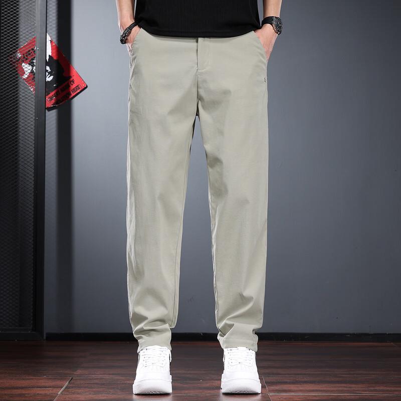 Jieluino Men s Lyocell Straight-Leg Casual Pants S