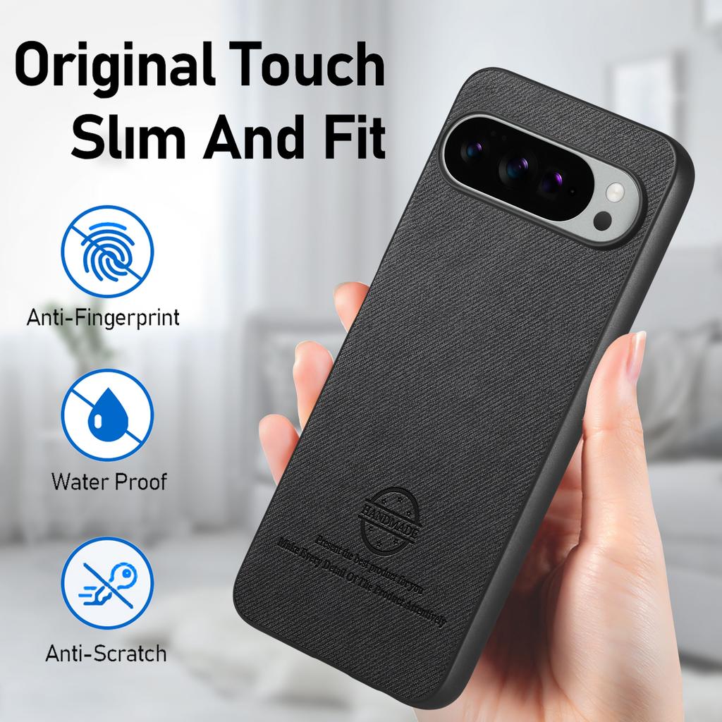 For Google Pixel 10 Pro XL Leather Phone Back Cover with Cloth Texture