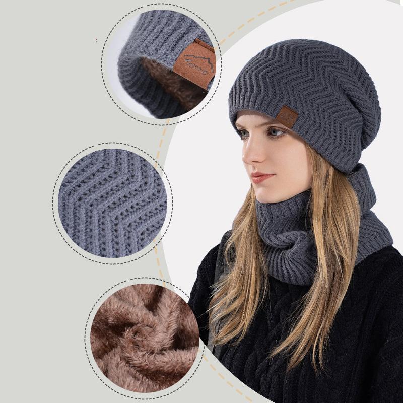 Zimowy Aksamitny Ciepły Zestaw Czapka Szalik Dwuczęściowy Outdoorowy Wiatroodporny Czapka z Dzianiny Wełnianej Kobiety Czapka Chroniąca Uszy