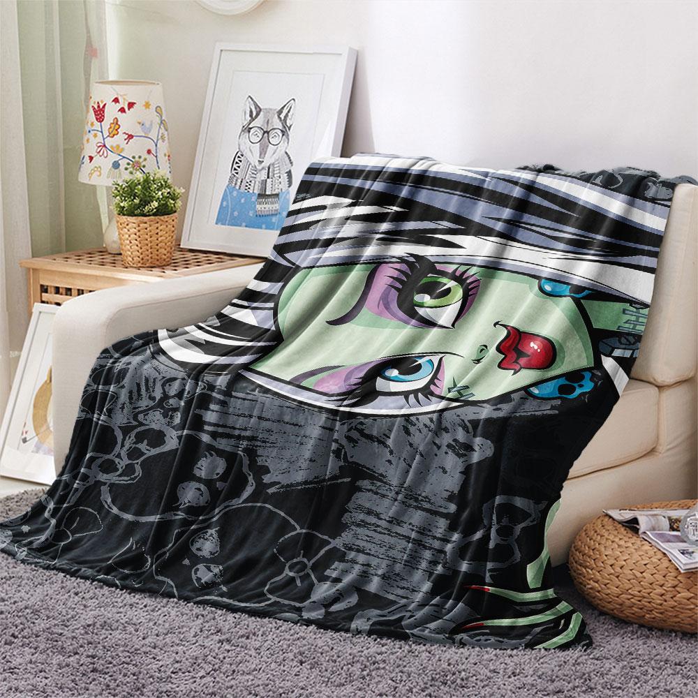Frankie Stein Printed Flannel Blanket, Soft Throw for Bedroom Sofa, Washable, Fan Merchandise, Great Gift.