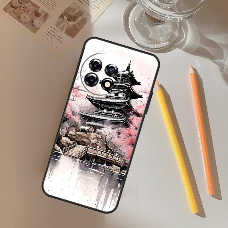 Japanese Art Temple Sakura Funda For OnePlus 12 12R 13 R 11 9 10 Pro 8T 9RT 10T OnePlus Nord 4 CE 2 3 Lite N20 N30 Case