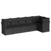Vidaxl 6-Cz. Garden Furniture Set With Cushions, Black Poly Rattan
