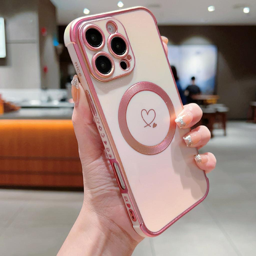 For iPhone 16 Pro Magnetic Case TPU Gradient Electroplated Phone Cover