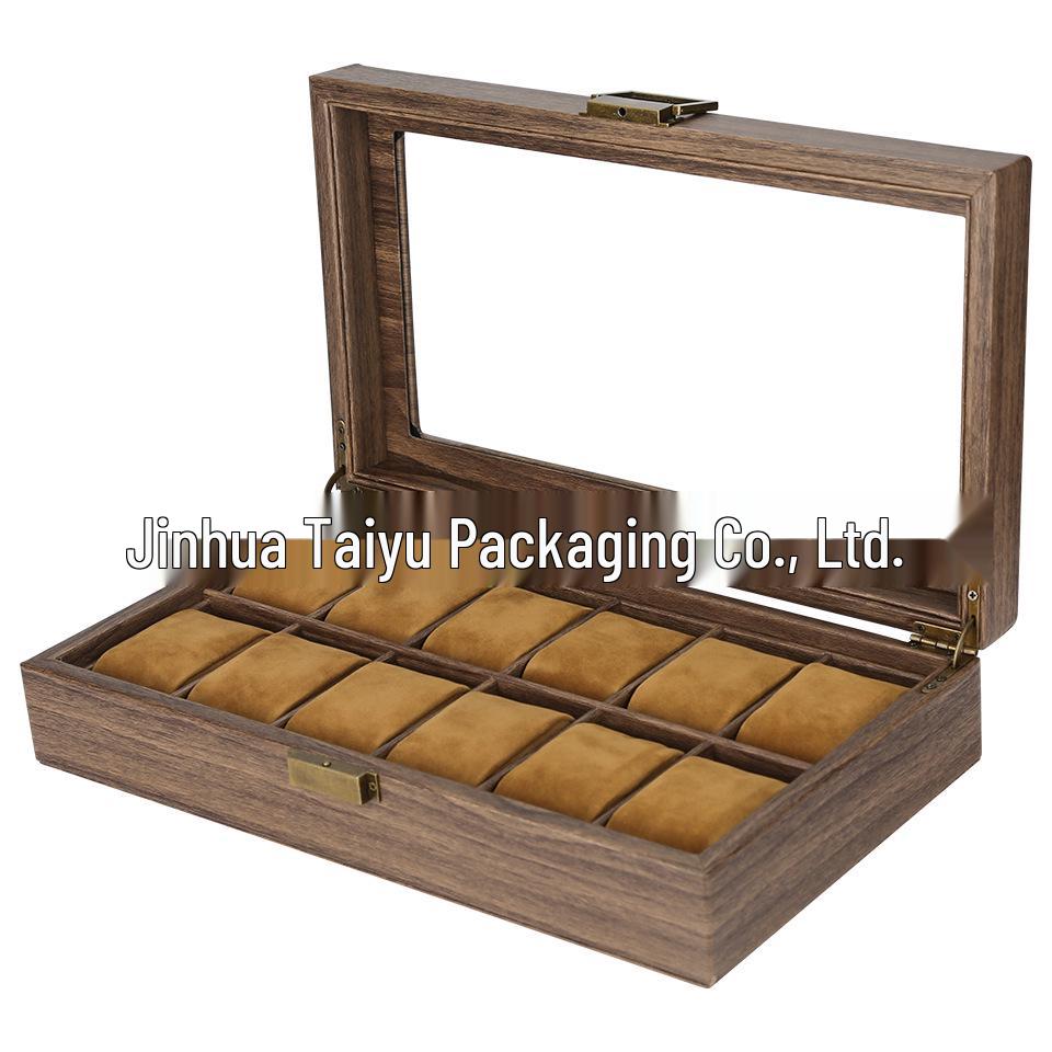 Retro Wood Grain Watch & Eyeglass Storage Box: Available in 3, 6, and 12 Slots
