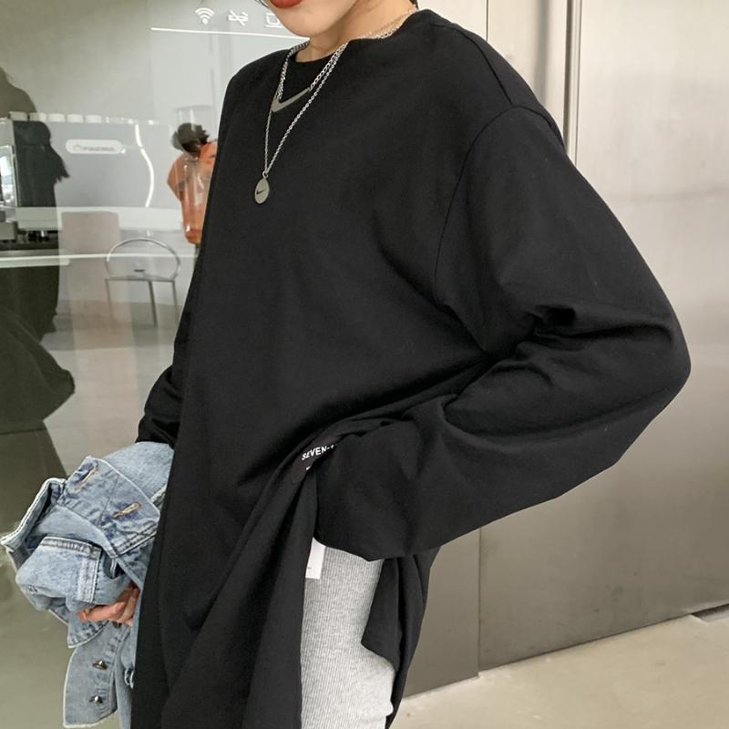 GMXIA Modisches, lässiges T-Shirt und Oberteil mit langen Ärmeln und O-Ausschnitt für Damen