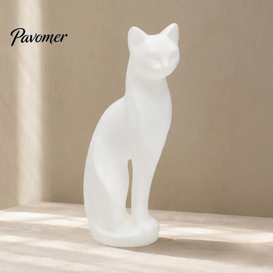 Kätzchen Figur Dekoration 3D Gedruckte Skulptur, Minimalistisches Katzen Ornament Matt Geometrisches Design, Modernes Zuhause in Schwarz Rosa Weiß, für Nordischen Stil