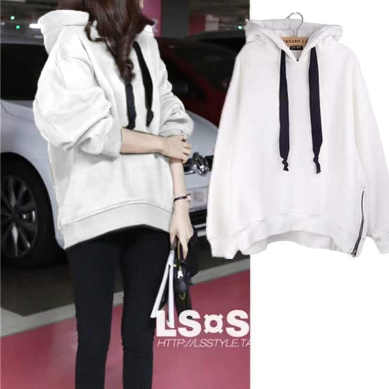 2023 Høst/Vinter Dame Koreansk Stil Fleece Hettegenser Langermet Løs Pullover Sweatshirt