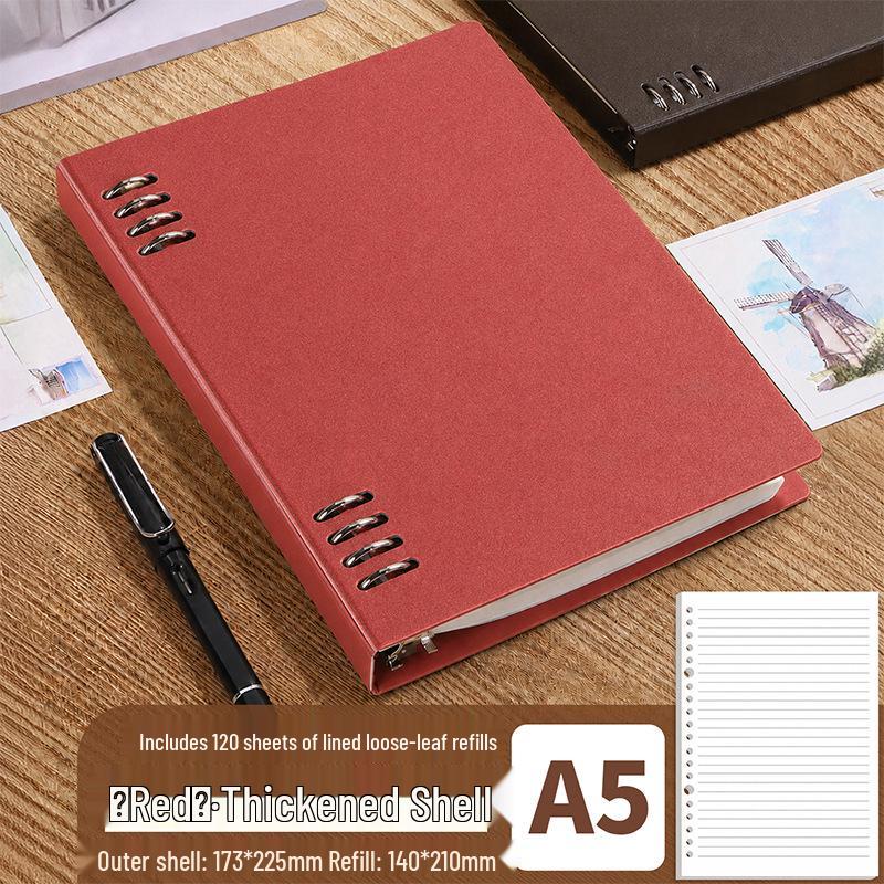 Custom Logo A5 Loose-Leaf Notebook - DIY Cover, High-Quality Printing, Lined Pages, Assorted Colors.