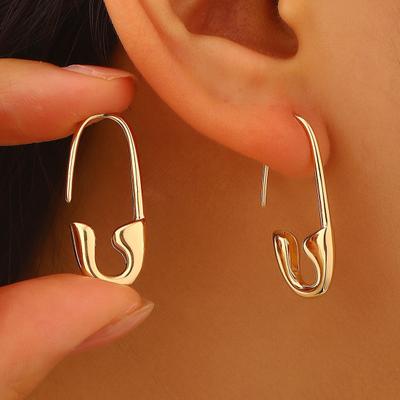 Safety Pin Earrings for Women Minimalist Hoop Pin Earrings Modern Ear Hoop Studs for Daily Jewelry Street Dating Party