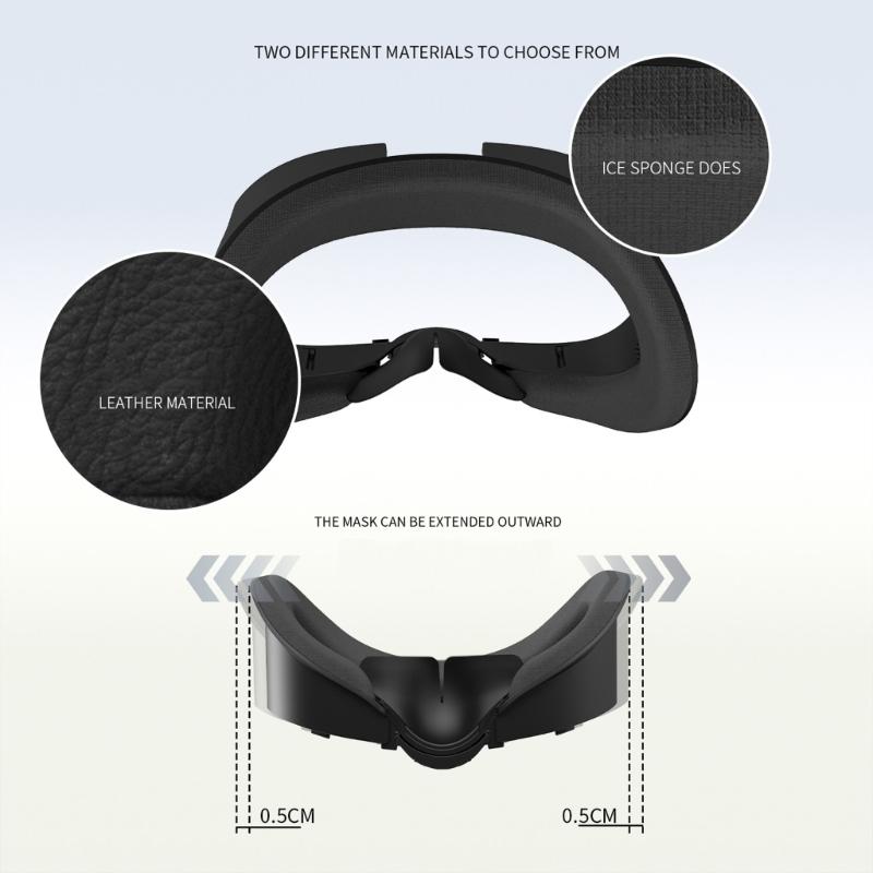 Ice Spong/PU Leather Face Cushion Breathable Cover Virtual Reality Headset Cooling Fan Interface & Adjustable Lens Guard