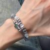 Titanium Steel Cross Bracelet For Men With Cat Eye Stone Bead Handcrafted Jewelry Gift