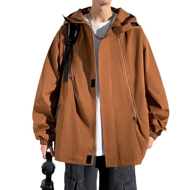 Jacket men's spring and autumn new trendy brand Hong Kong style large size hooded jacket long-sleeved casual loose versatile top