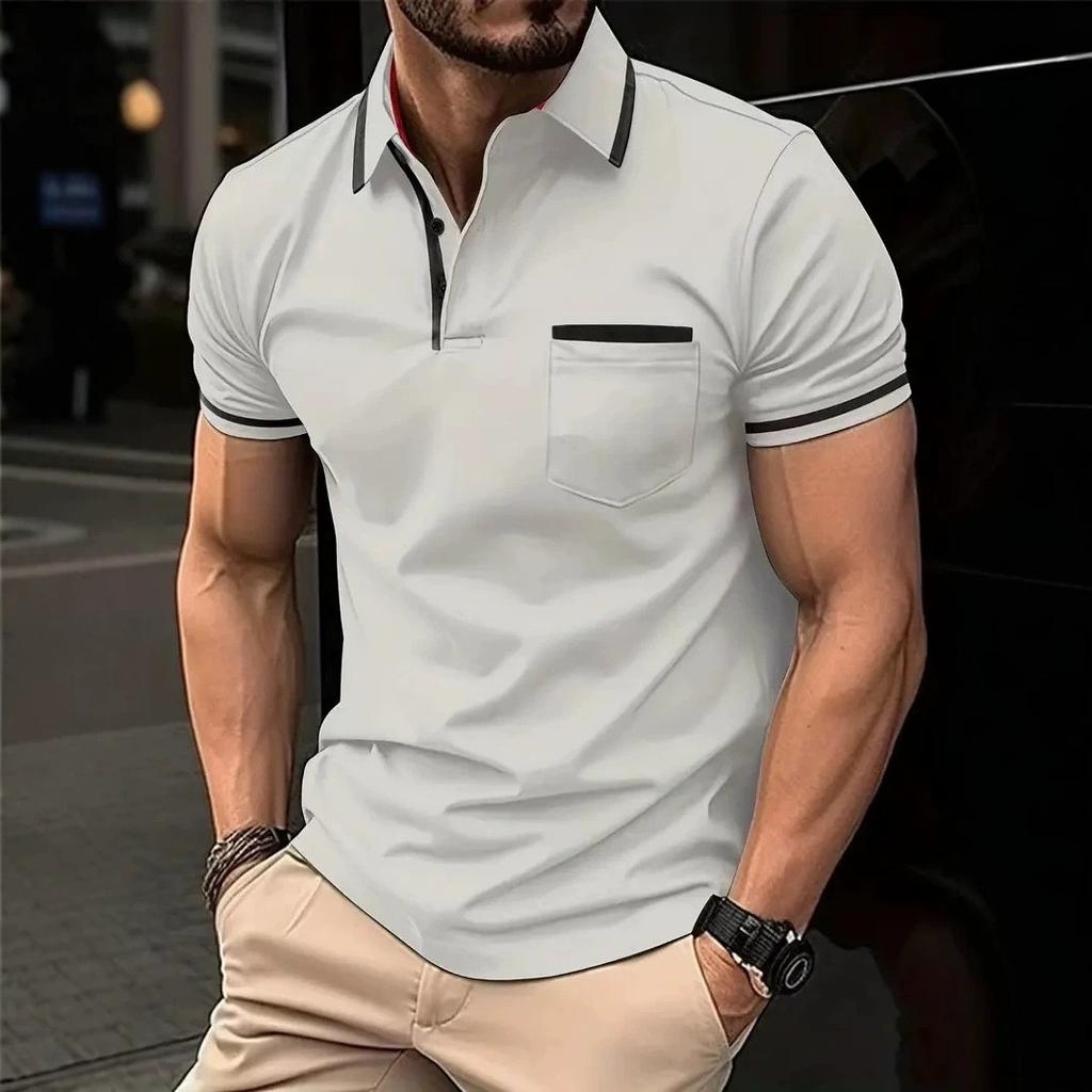 Men Summer Short Sleeve Fashion Loose Pure Color Polo Shirt Men High Elasticity Sport Comfortable Golf Polo Shirt Tops
