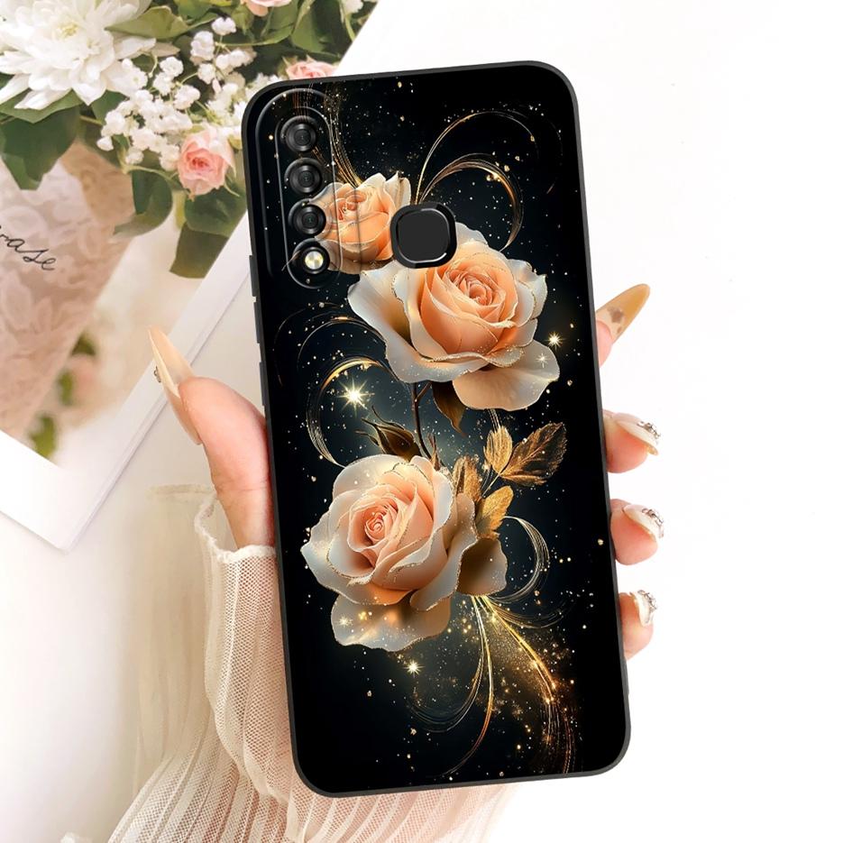 For Infinix Hot S4 Case Luxury Love Heart Buttefly Candy Painted Cover Soft TPU Matte Phone Case For Infinix Hot S4 HotS4 Fundas
