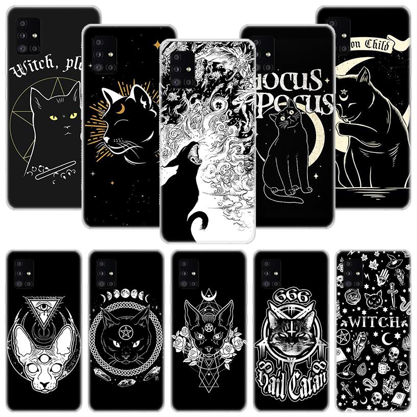 Witch And Cat Colorful Cute Phone Case For Samsung Galaxy A52 A32 A22 A12 A02S A50S A30S A51 A31 AA71 Note 20 Ultra 10 S10 Plus