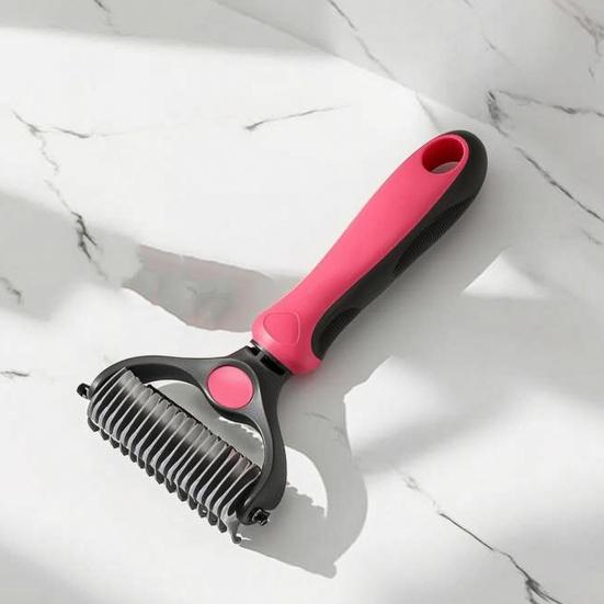 Pet Grooming Rake Double Sided Stainless Steel Blades Cat Deshedding Tool Pet Undercoat Rake for Dogs Cats Shedding Control Dematting