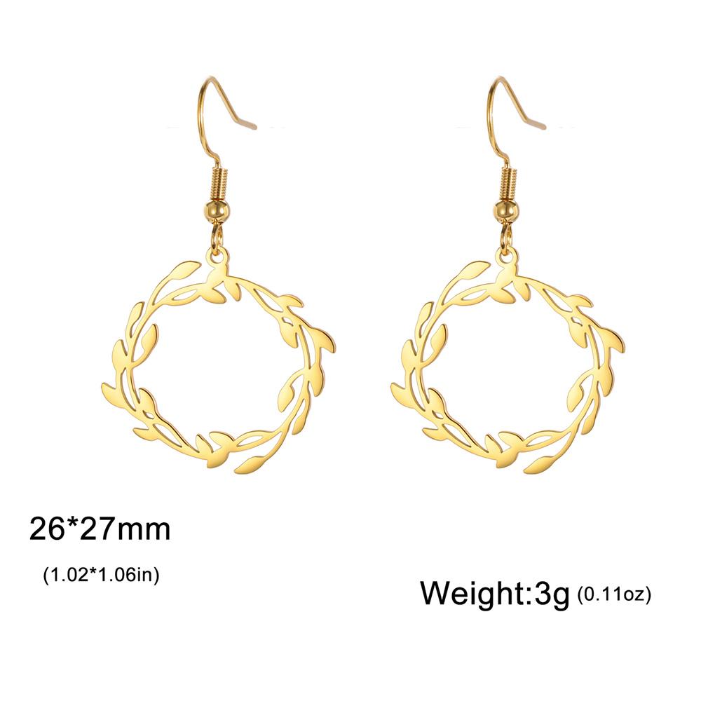 My Shape Olive Leaves Drop Earrings for Women Girls Stainless Steel Round Dangle Earring Jewelry Elegant Wedding Engagement Gift