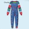 Halloween Costume Chucky Childplay Blue Cartoon Jumpsuit Overalls With Striped Shirt For Adult Chucky Cosplay Costume