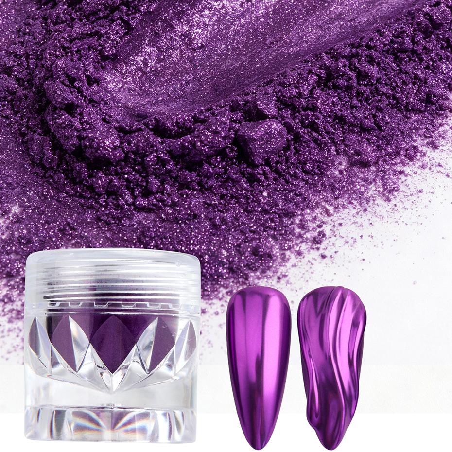 Xiaomi 1 Jar Purple Chrome Nail Powder Metallic Mirror Nail Art Pigment Dust Violet Nail Art Glitter Decoration Manicure Accessories