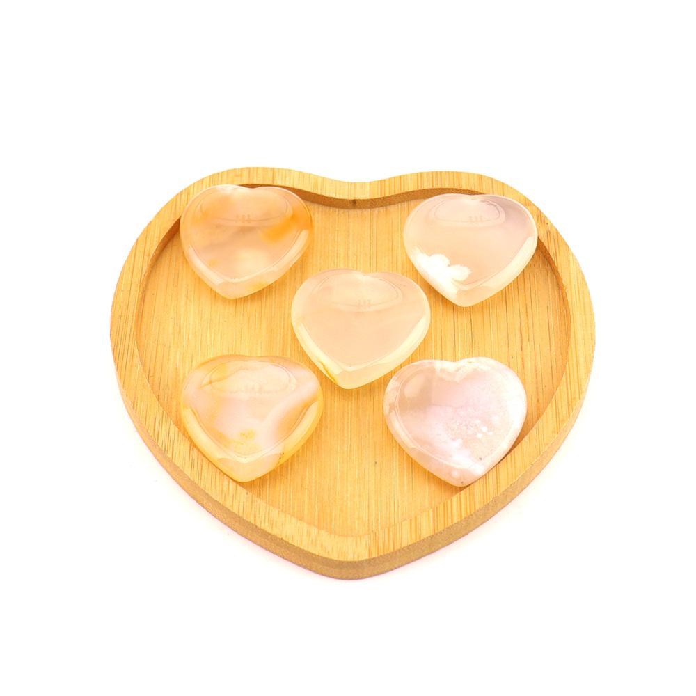 Natural Crystal Agate Heart-Shaped Worry Stone, 30mm Massage Stone