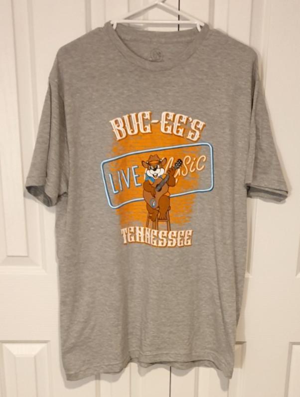 BUCEE#039S Tennessee USA Live Music Print Genuine Merchandise TShirt Grey Size XL Unisex T-Shirt S