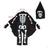 Halloween Skeleton Jumpsuit Kids Costume Cosplay Pajama with Gloves Scary Skull Outfit for