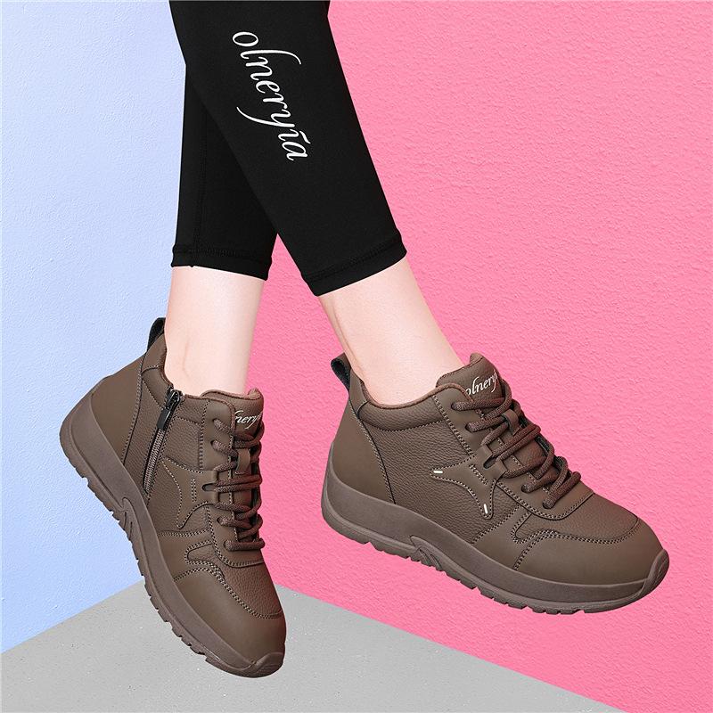 

Sports and leisure shoes New autumn and winter thick-soled heightening soft-soled velvet cotton shoes Versatile women s high-top women s shoes 40