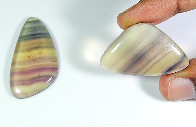 

88Cts.Natural Fluorite Multi Color Fancy Cabochon Loose Gemstone 2Pcs Lot PP-616
