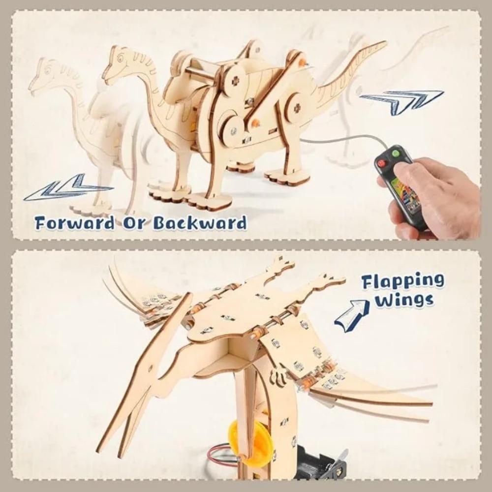 1/4PCS Dinosaur STEM Toys for Kids 3D Wooden Puzzle Model Robot Model Kit DIY Educational Science Building STEM Projects Gift