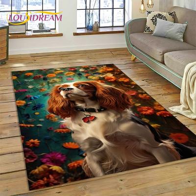 3D Cute Dog Samoye, Chihuahua, Husky, Koki Cartoon Rug Carpet for Living Room Bedroom Home Decor,Non-slip for Sofa  Doormat Gift