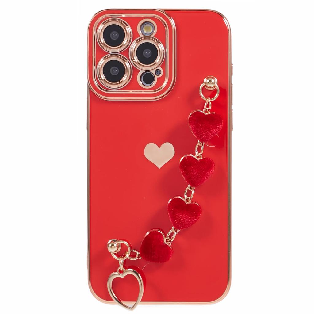 For iPhone 13 Pro Max Case Electroplating Soft TPU Phone Cover with Strap
