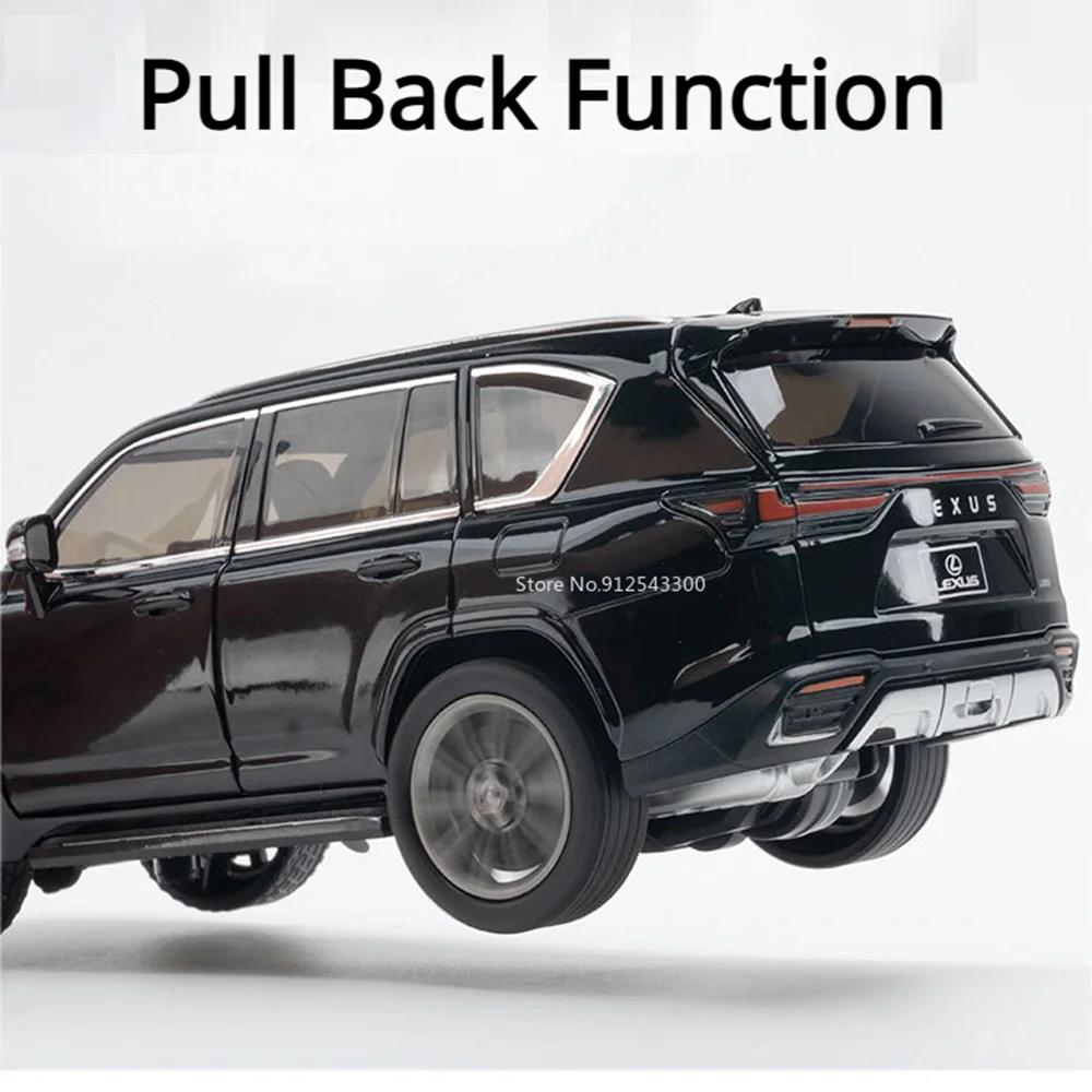 1:24 LX600 LX570 SUV Alloy Car Model Toy Diecasts Metal Off-road Vehicles Pull Back Sound Light Simulation Toys Childrens Gifts
