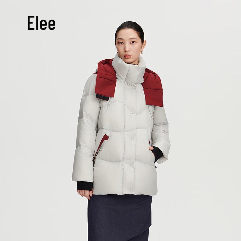 Aolaiyi Women's Detachable Hood Color Block Goose Down Jacket