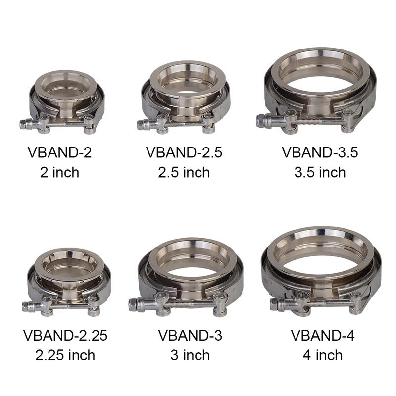 universal 2,2.25,2.5,3,4 inch V-Band Clamp Flange Kit Turbo Downpipe Wastegate V-band Turbo Exhaust Pipes Car Accessories