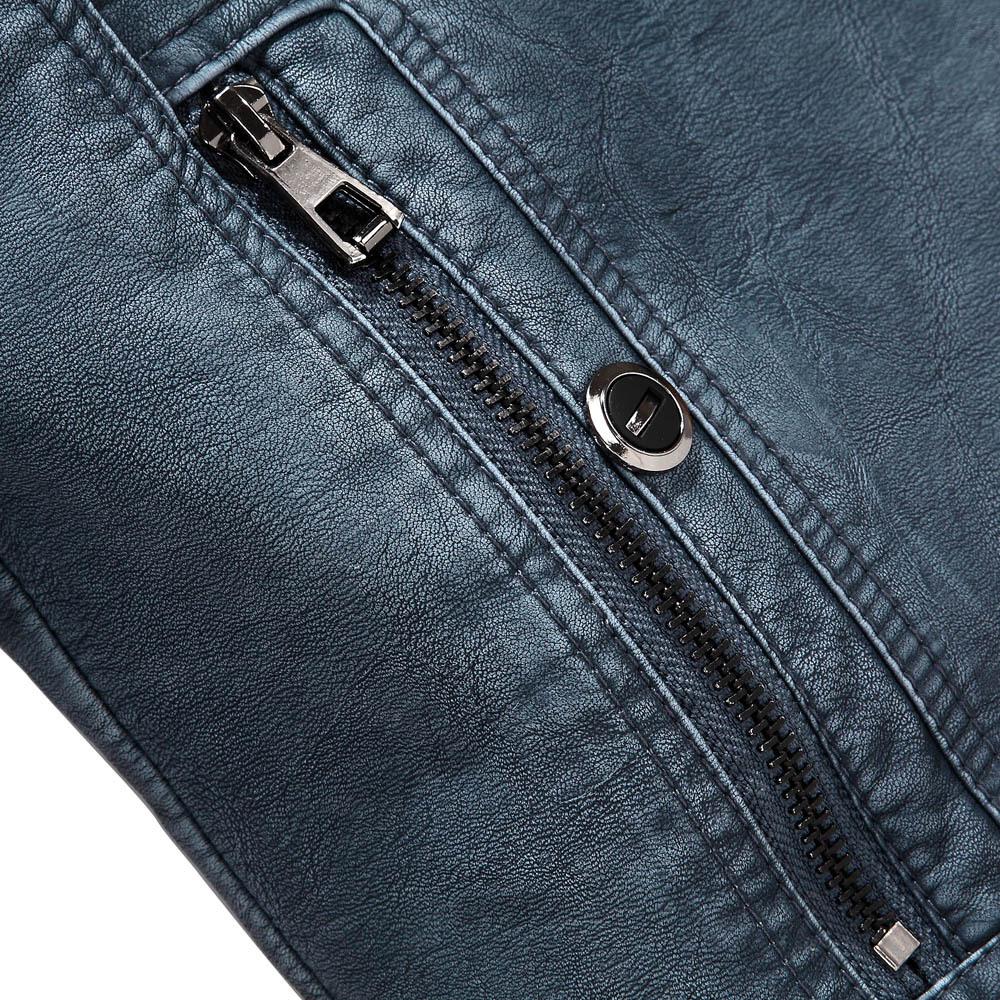 Chaqueta de cuero de PU Chaqueta de cuero de otoño e invierno para hombre Chaqueta de cuero vintage lavada acolchada