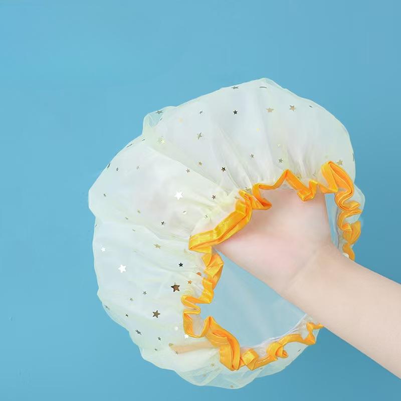 

Водонепроницаемая двухслойная шапочка для душа из полиэстера и хлопка для женщин