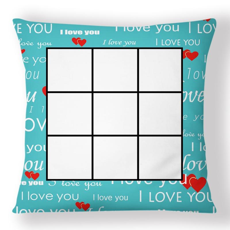 Custom Photo Pillow Cover Personalized Heart Collage Cushion Case Peach Skin 2D Flat Print For Valentine Gift Sofa Home Decor