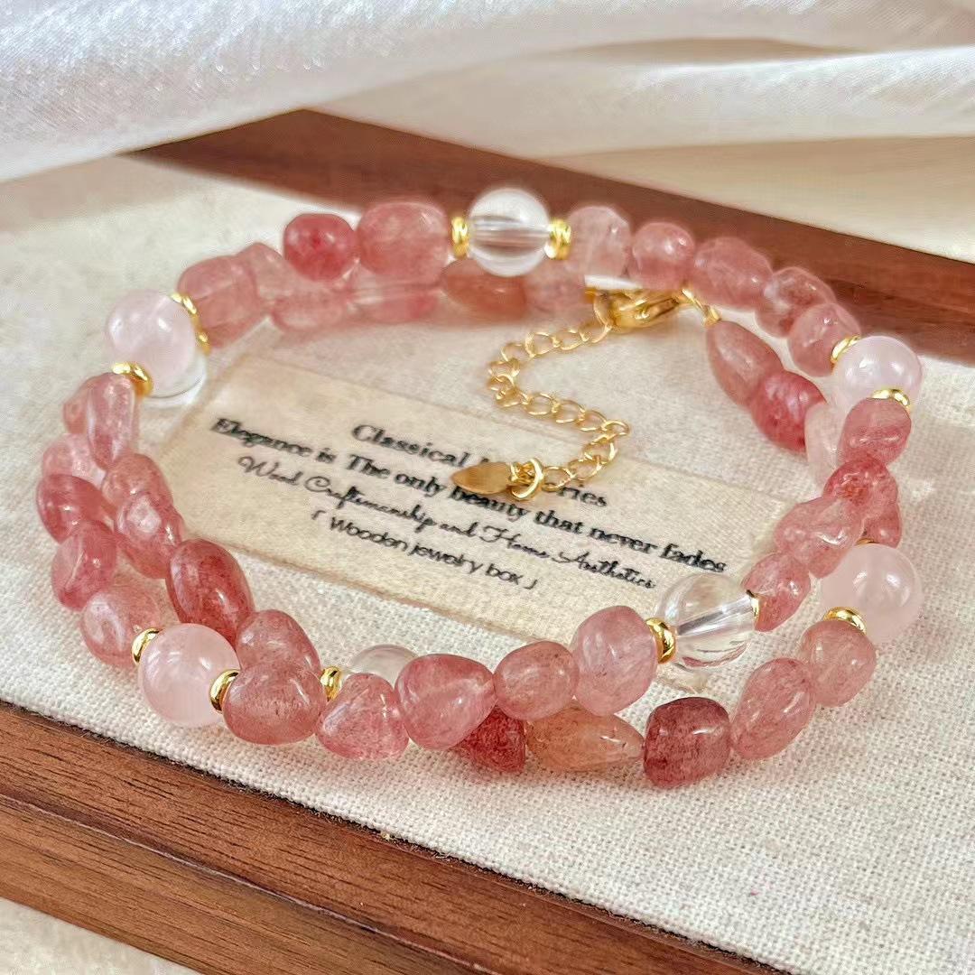 Vintage High Quality Natural Strawberry Crystal Collarbone Chain White Crystal Necklace