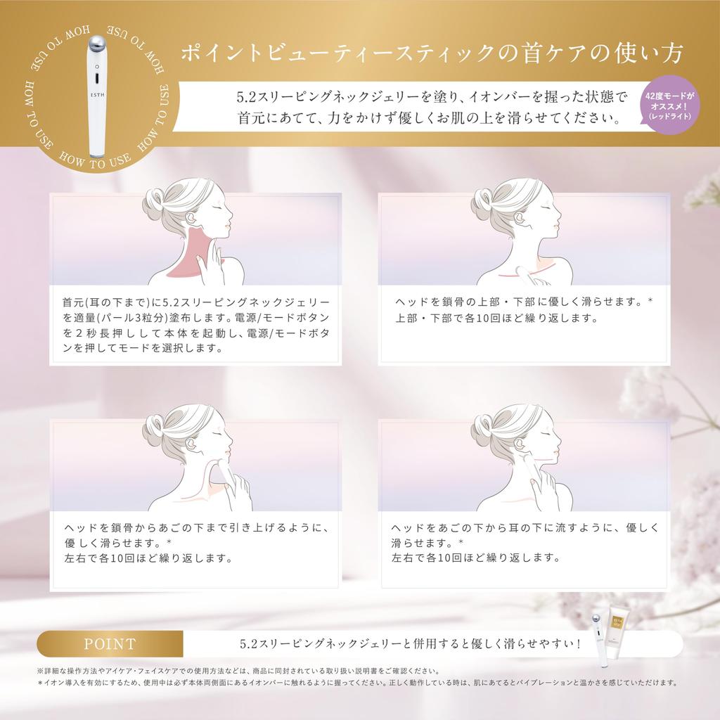 ESTH Point Beauty Stick Facial Device Eye Face Neck Care [Ion Area, Line, Booster]