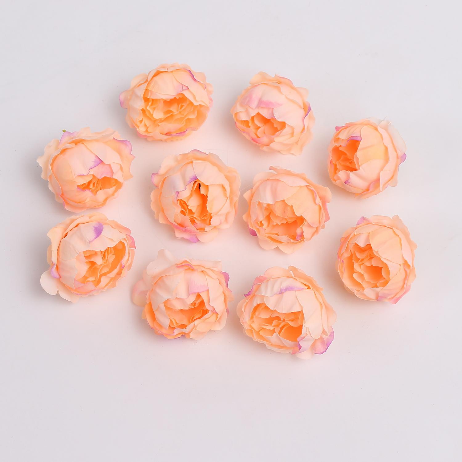 

5/10 шт. Штучні квіти півонії 4,5 см Головки штучних квітів для декору дому, кімнати, весілля, шлюбної церемонії, DIY подарунки, аксесуари 5Pcs помаранчевий