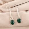 Green onyx Cab Gemstone 925 Sterling Silver Jewelry Handmade Hook Earrings 1.76" EE-171-28