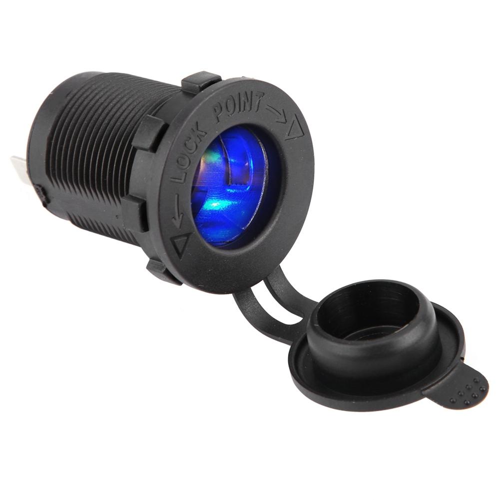 12V Cigarette Lighter Power Socket, Blue LED for Car, Motorcycle, Boat, Dustproof