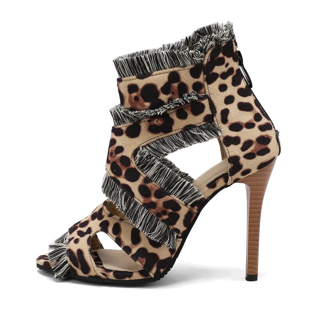 Fashion Summer New Rome Super High Heels Fish Mouth Women's Shoes Sexy Slim Heels Zipper Ankle Strap Denim Sandals Sandalias De Mujer